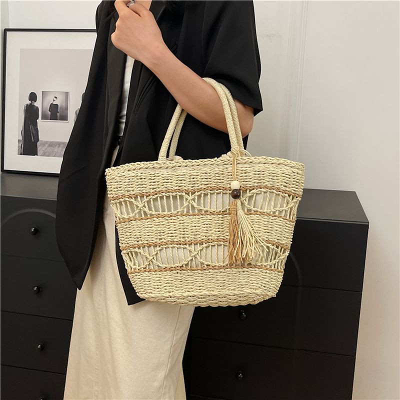 Woven Tasseled Tote Bag