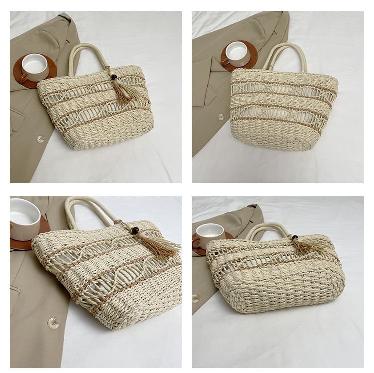 Woven Tasseled Tote Bag