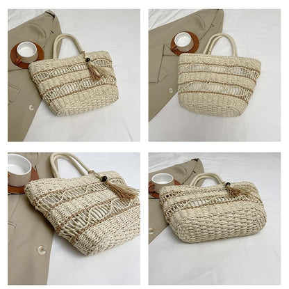 Woven Tasseled Tote Bag