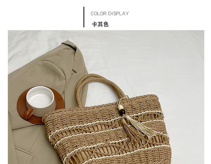 Woven Tasseled Tote Bag