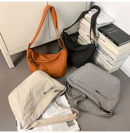 Nylon Plain Crossbody Bag