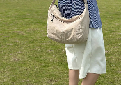 Nylon Plain Crossbody Bag