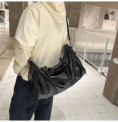 Faux Leather Plain Crossbody Bag