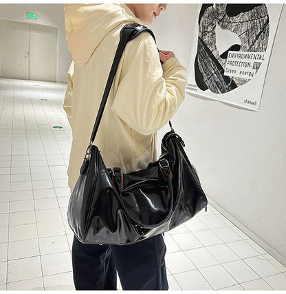 Faux Leather Plain Crossbody Bag