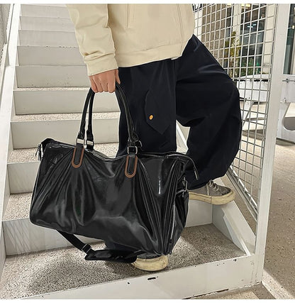 Faux Leather Plain Crossbody Bag