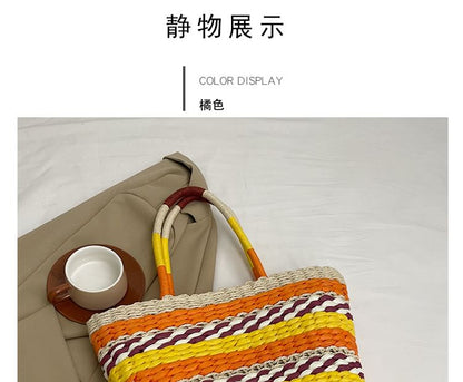 Striped Crochet Tote Bag