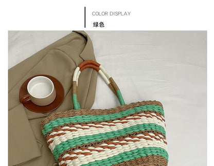 Striped Crochet Tote Bag