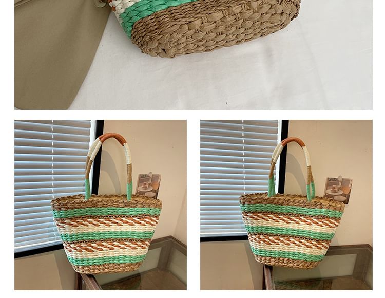 Striped Crochet Tote Bag
