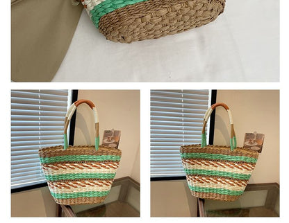 Striped Crochet Tote Bag
