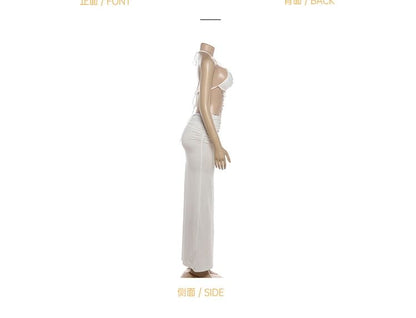 Halter Neck Bra Top and Maxi Pencil Skirt Set - Altfashion Shop