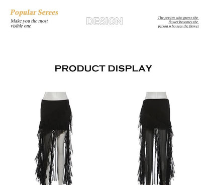 Sheer Ruffle Trim Mini Skirt with Dip Back - Altfashion Shop