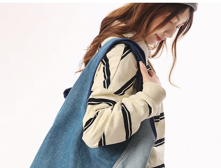 Color Panel Denim Tote