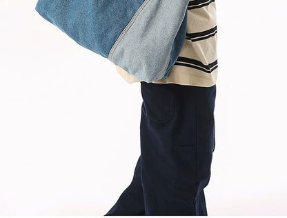Color Panel Denim Tote