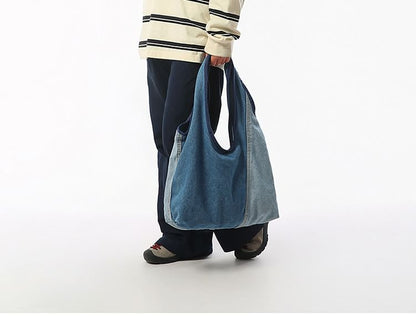 Color Panel Denim Tote
