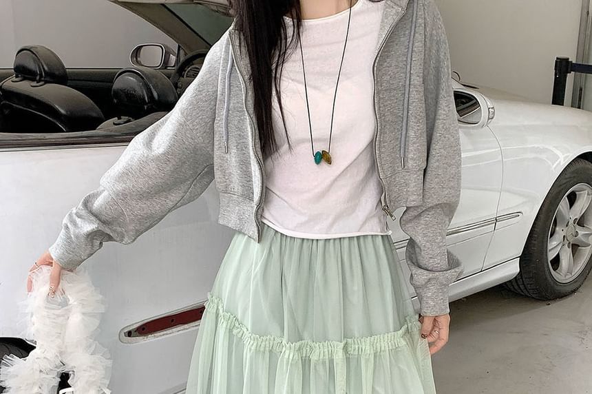 Frill Trim Mesh Maxi Skirt - Altfashion Shop
