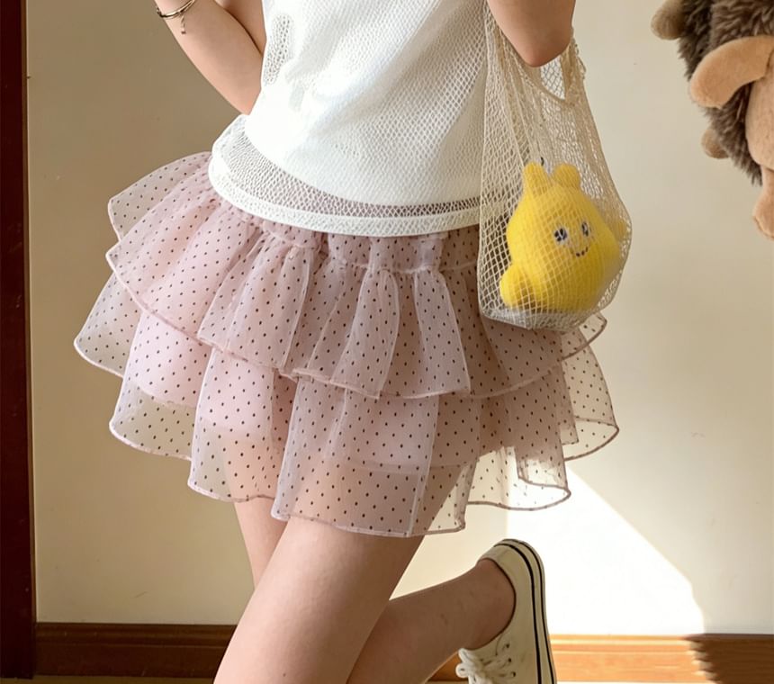 Polka Dot Ruffle Mini Skirt - Altfashion Shop