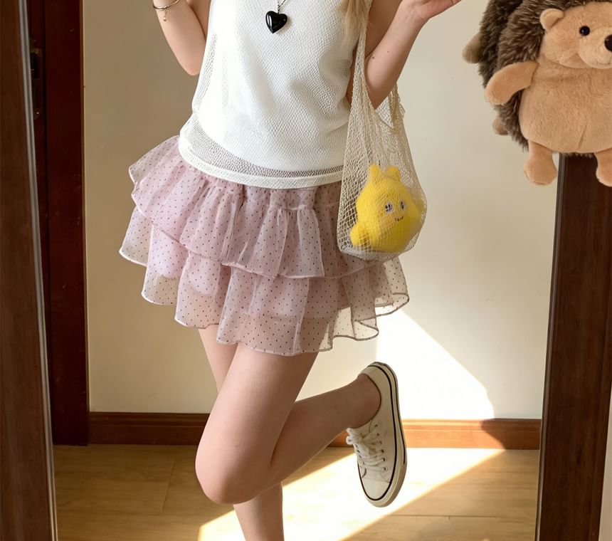 Polka Dot Ruffle Mini Skirt - Altfashion Shop