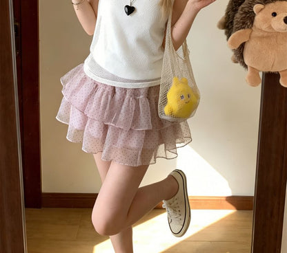 Polka Dot Ruffle Mini Skirt - Altfashion Shop
