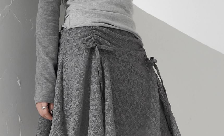 Asymmetrical Drawstring Lace Mini Skirt - Altfashion Shop