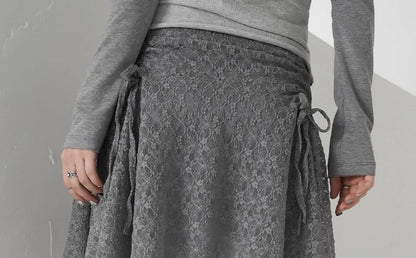 Asymmetrical Drawstring Lace Mini Skirt - Altfashion Shop