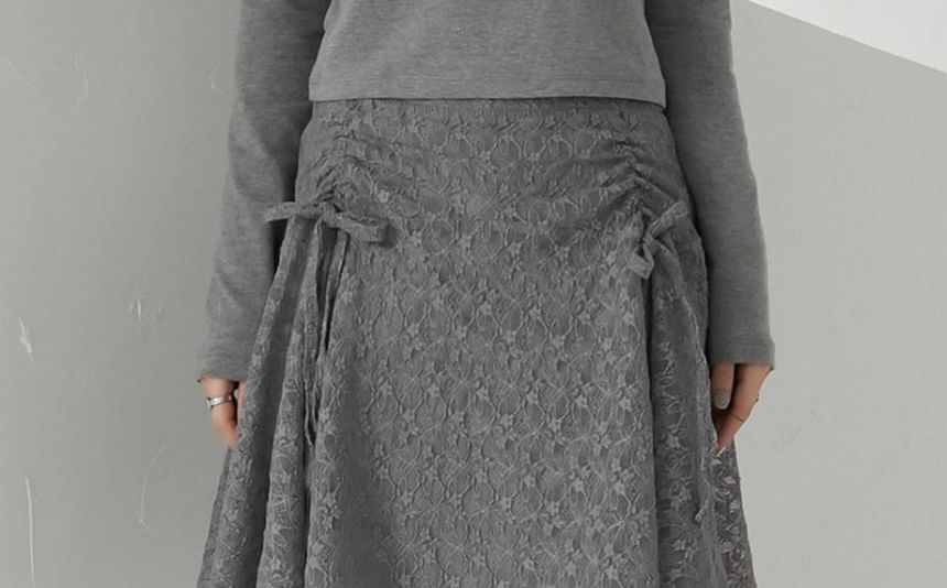 Asymmetrical Drawstring Lace Mini Skirt - Altfashion Shop