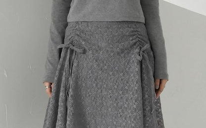 Asymmetrical Drawstring Lace Mini Skirt - Altfashion Shop