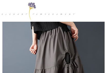 Cutout Midi A-Line Skirt - Altfashion Shop
