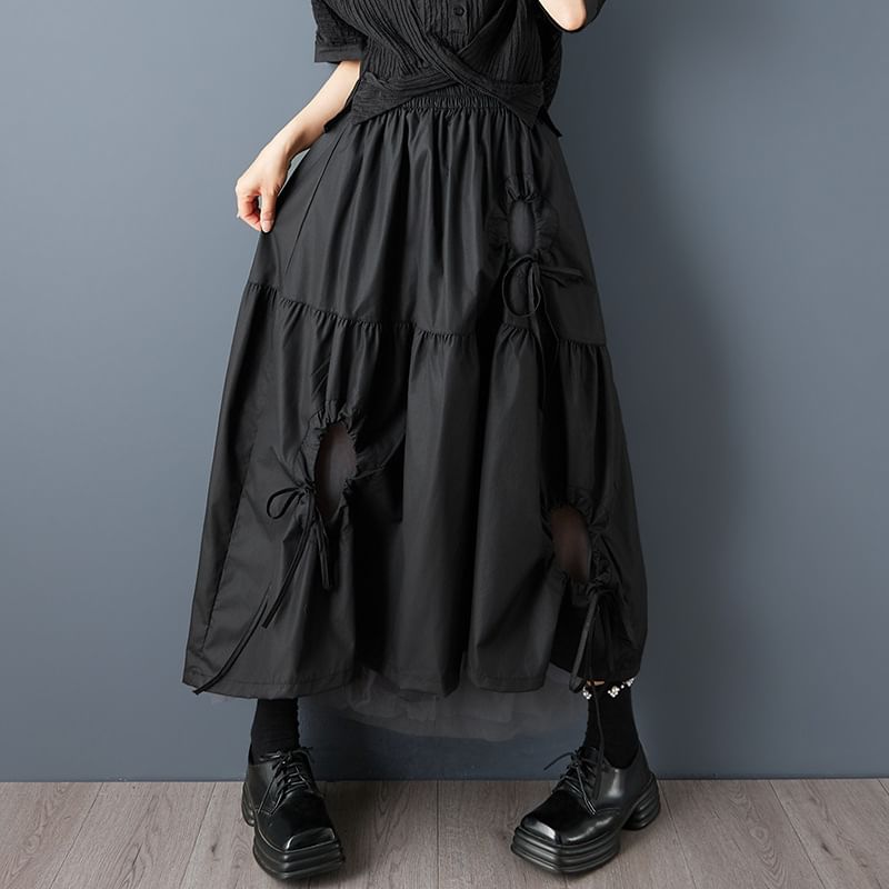 Cutout Midi A-Line Skirt - Altfashion Shop