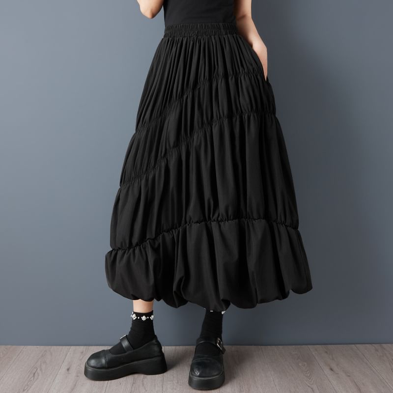 Stand Collar Jacket and Midi Skirt Set - Altfashion Shop