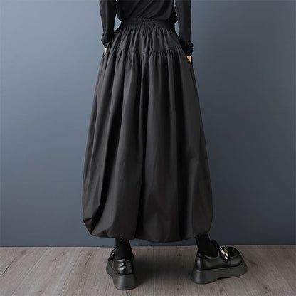 Solid Midi A-Line Skirt with Zip - Altfashion Shop