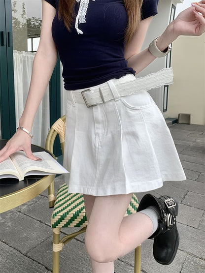 Denim Mini A-Line Skirt - Altfashion Shop