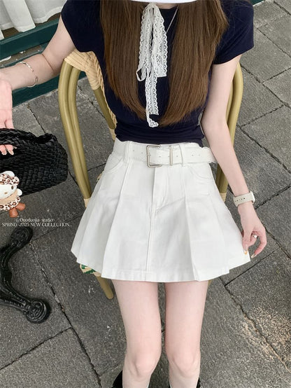 Denim Mini A-Line Skirt - Altfashion Shop