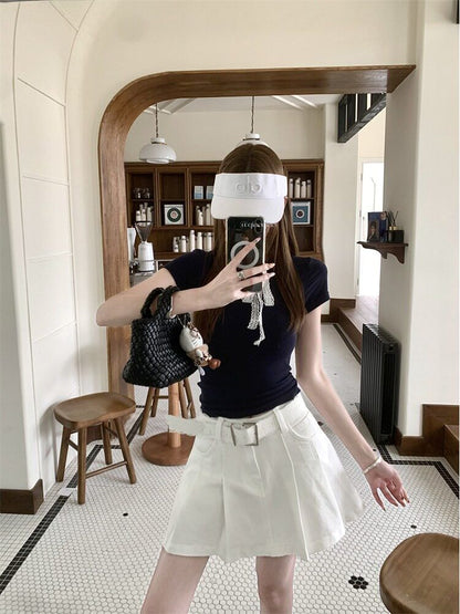 Denim Mini A-Line Skirt - Altfashion Shop
