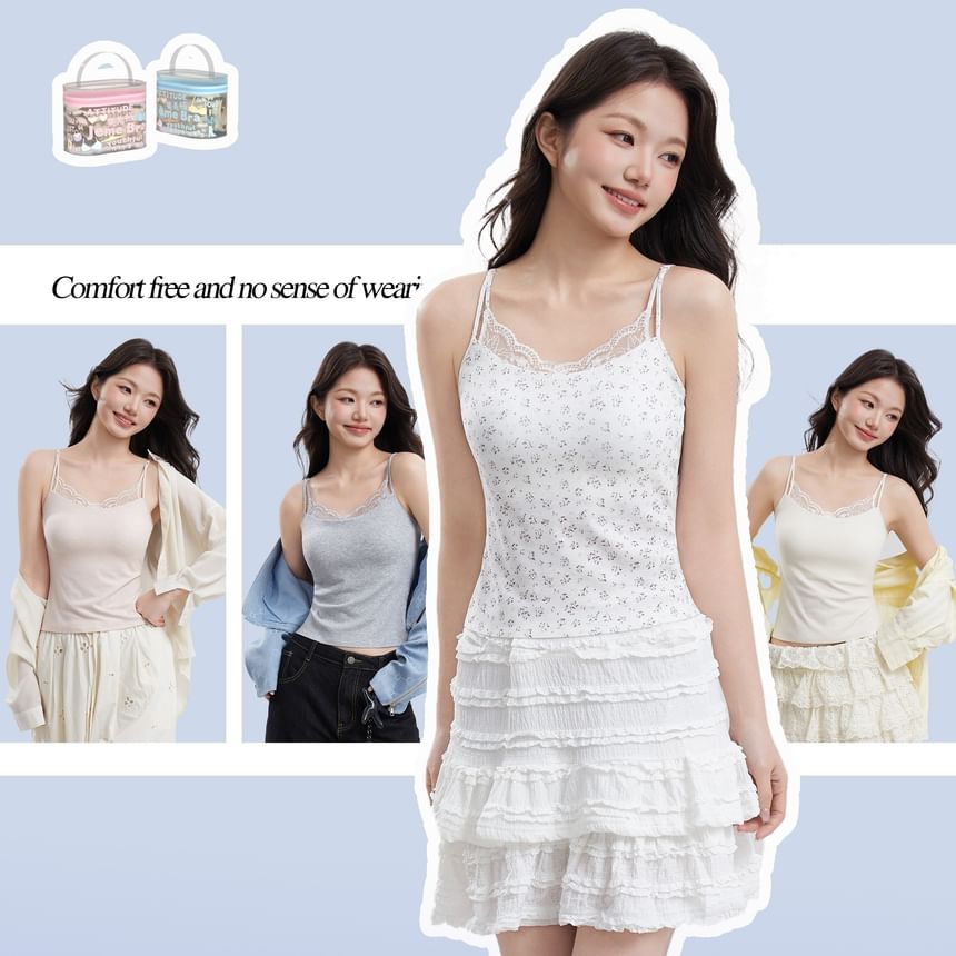 Lace Trimmed Camisole with Plain Design