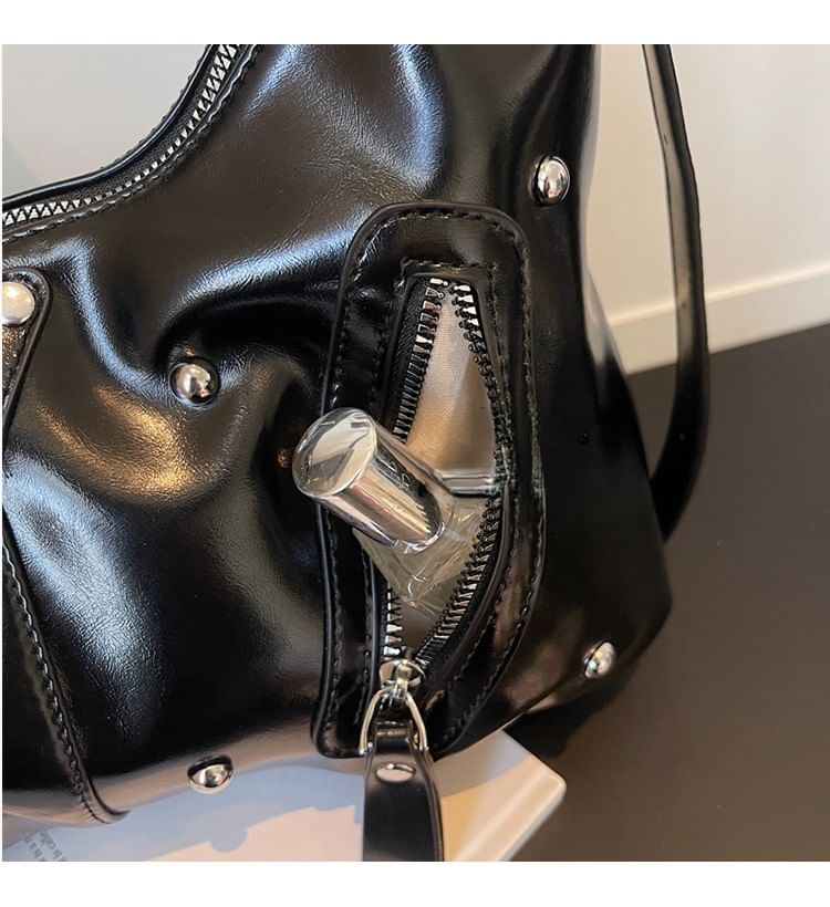 Studded Faux Leather Shoulder Bag