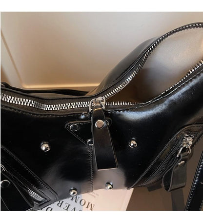 Studded Faux Leather Shoulder Bag