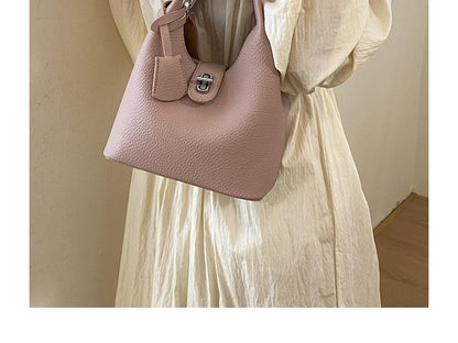 Set: Buckled Faux Leather Bucket Bag + Insert Bag