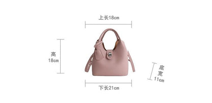 Set: Buckled Faux Leather Bucket Bag + Insert Bag