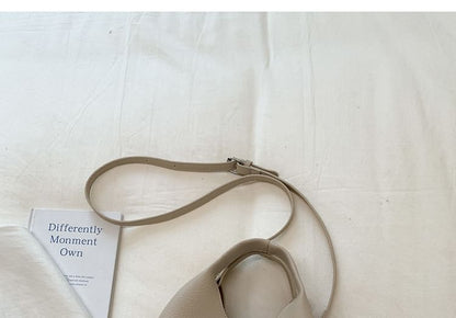 Set: Buckled Faux Leather Bucket Bag + Insert Bag