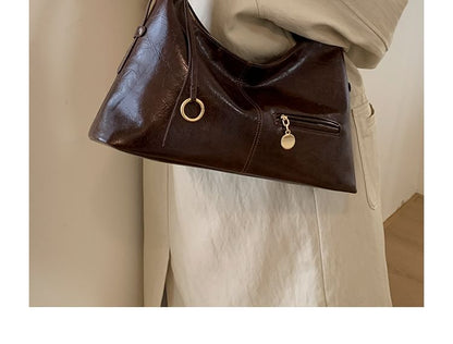 Zip Faux Leather Hobo Shoulder Bag