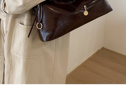Zip Faux Leather Hobo Shoulder Bag