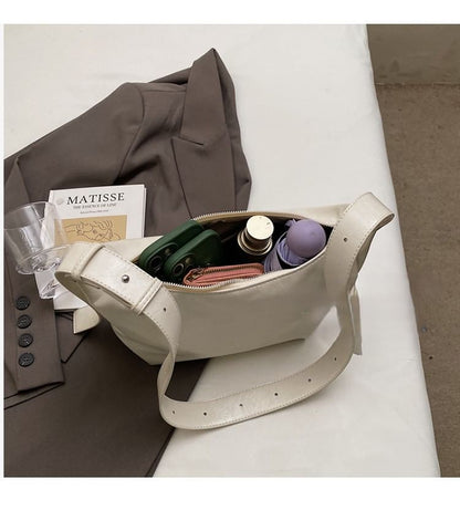 Zip Faux Leather Shoulder Bag