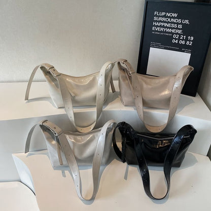 Zip Faux Leather Shoulder Bag