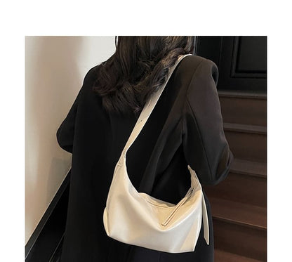 Zip Faux Leather Shoulder Bag