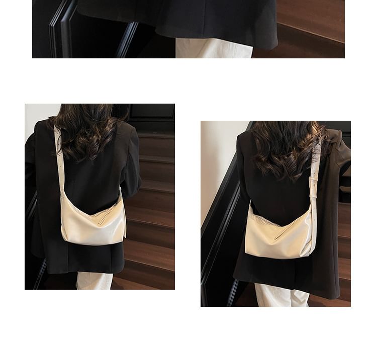 Zip Faux Leather Shoulder Bag
