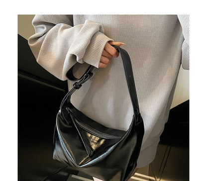 Zip Faux Leather Shoulder Bag