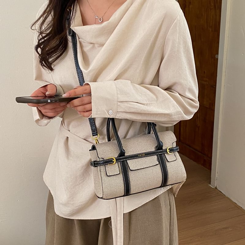 Top Handle Faux Leather Crossbody Bag