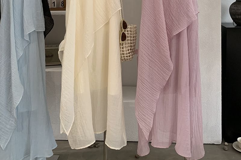 Sleeveless Layered Plain Maxi A-Line Dress