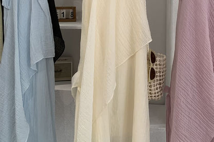 Sleeveless Layered Plain Maxi A-Line Dress