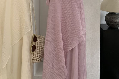 Sleeveless Layered Plain Maxi A-Line Dress
